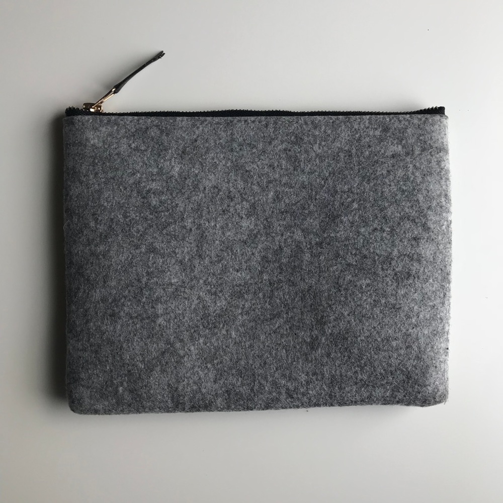 NWOT Gray Felt Pouch Great for Makeup/Accessories